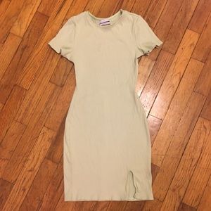 Urban Outfitters Ribbed T Shirt Minidress Green